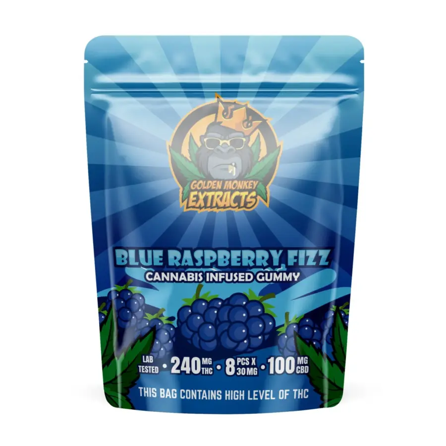 Golden Monkey Extracts: Blue Raspberry Fizz (240MG THC + 100MG CBD)