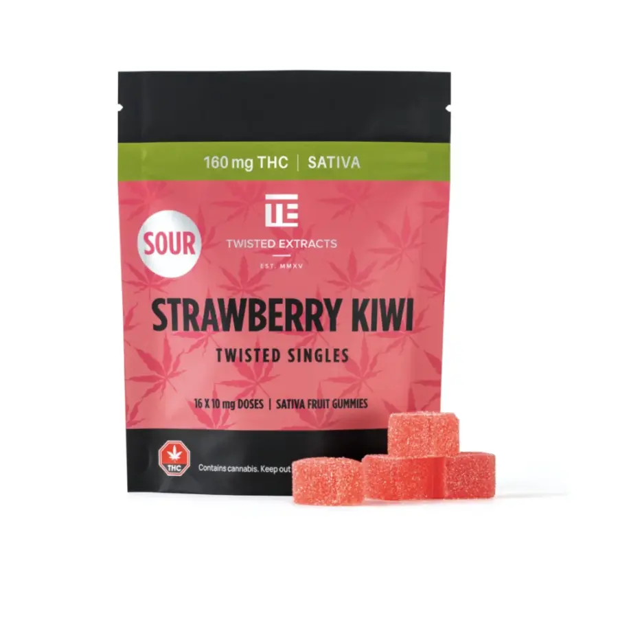 Twisted Extracts – Strawberry Kiwi Sour Singles (160mg THC)