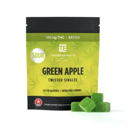 Twisted Extracts – Green Apple Sour Singles (160mg THC)