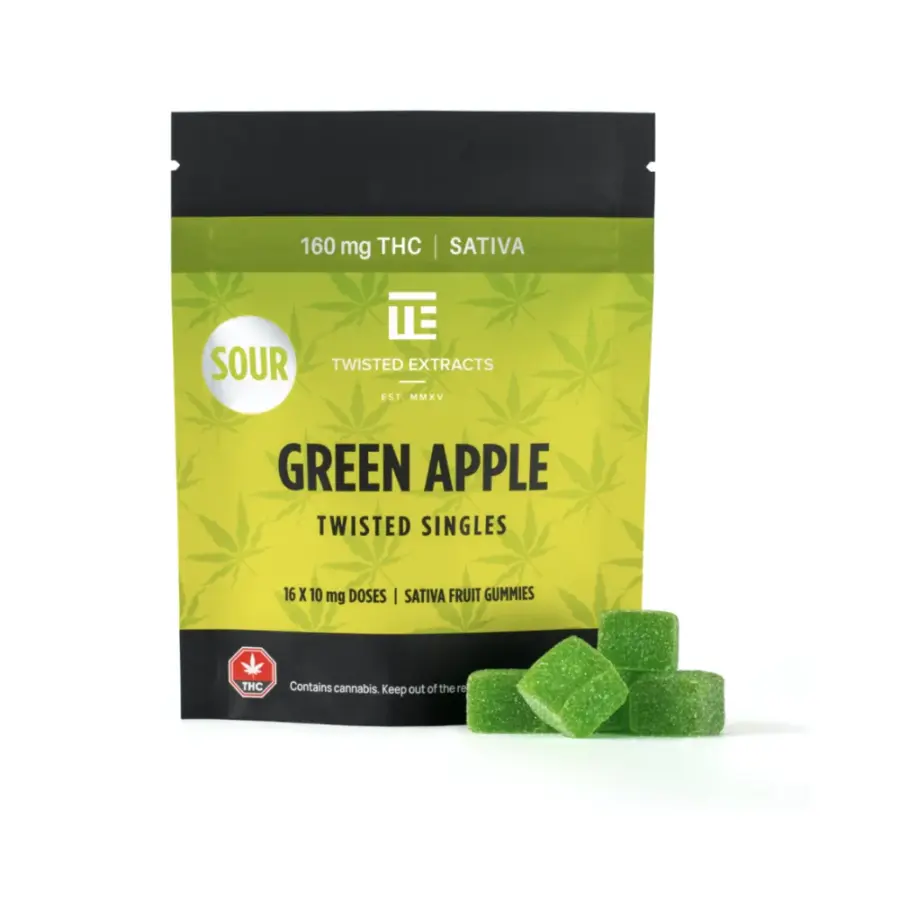 Twisted Extracts – Green Apple Sour Singles (160mg THC)
